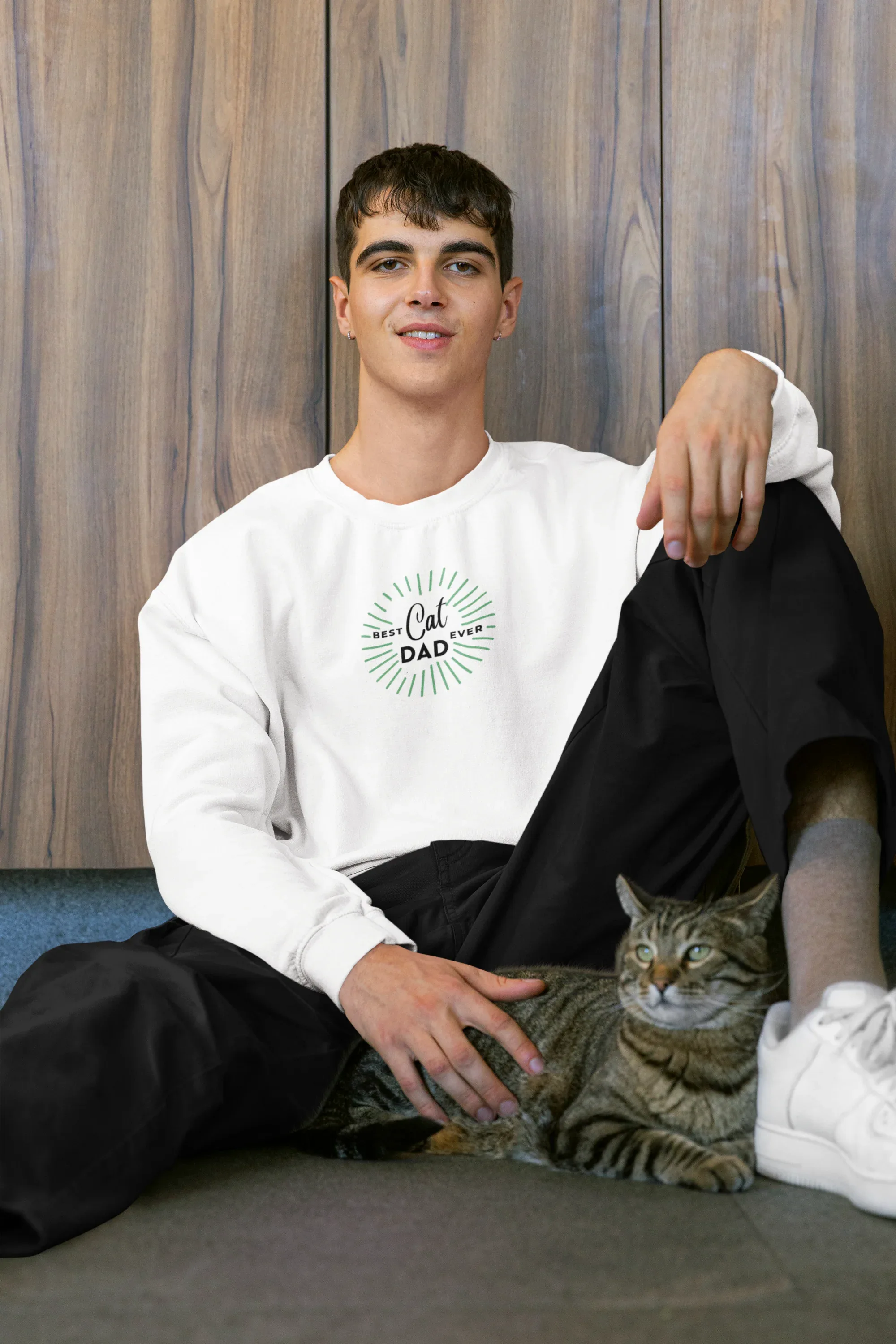 Cat Dad Sweatshirt — Retro Sunburst Cat Lover Crewneck - Alley Crafters