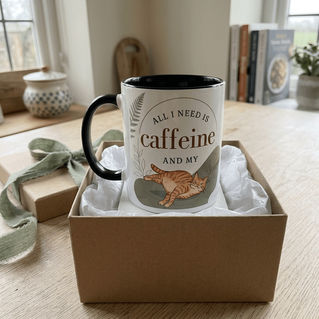 Personalised Cat Photo Mug – All I Need Is Caffeine and My Cat - #AlleyCrafters