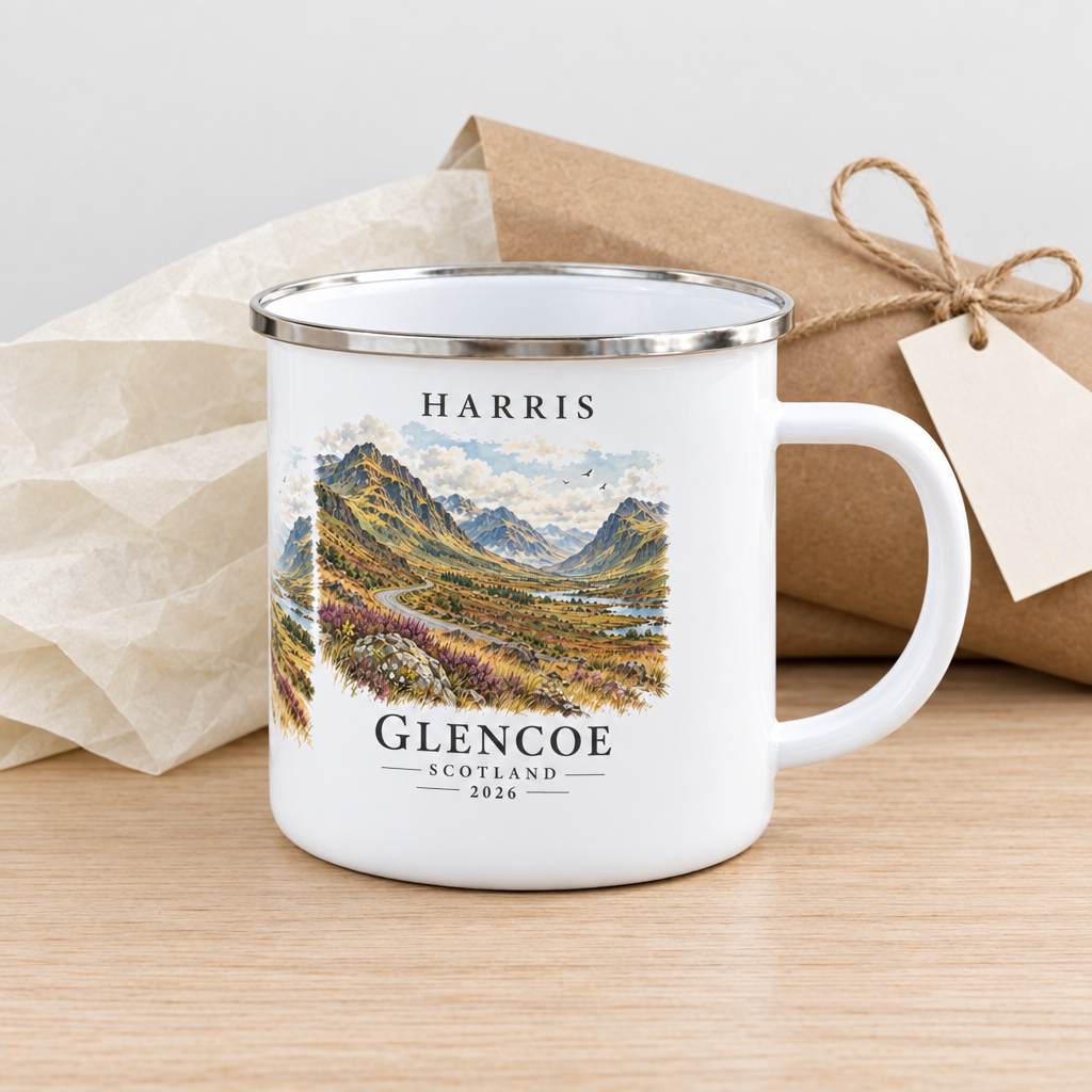 Glencoe mug gift mockup with Harris