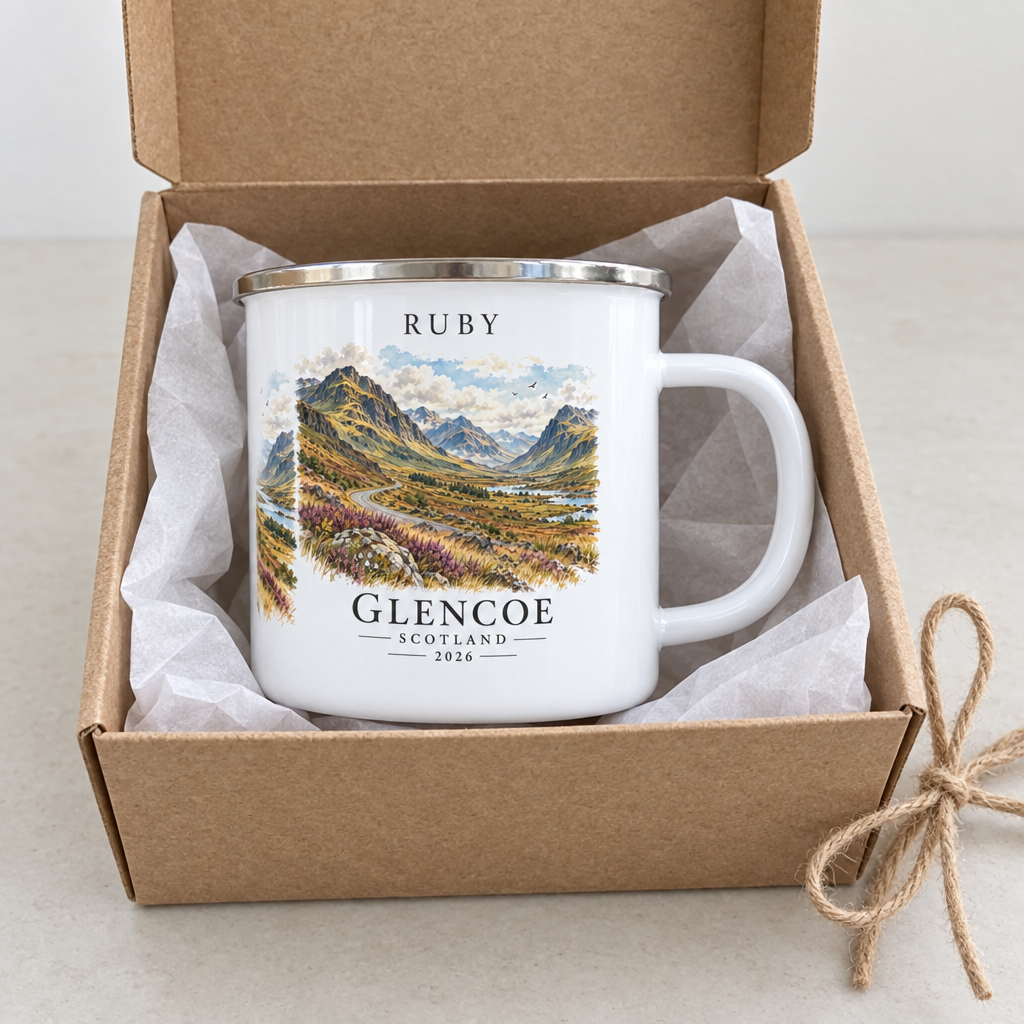 Glencoe mug gift mockup with Ruby