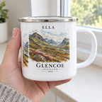 Glencoe mug held in hand with Ella
