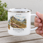 Glencoe mug held in hand with Finn