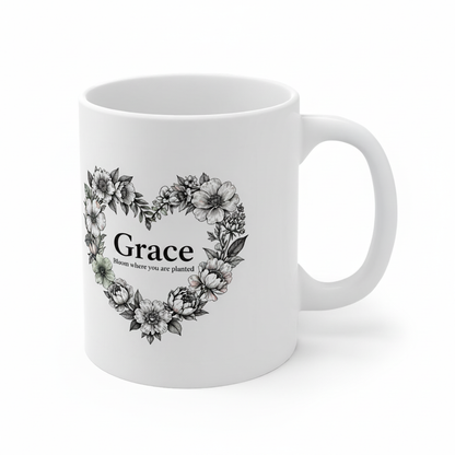 Grace Floral Heart Mug
