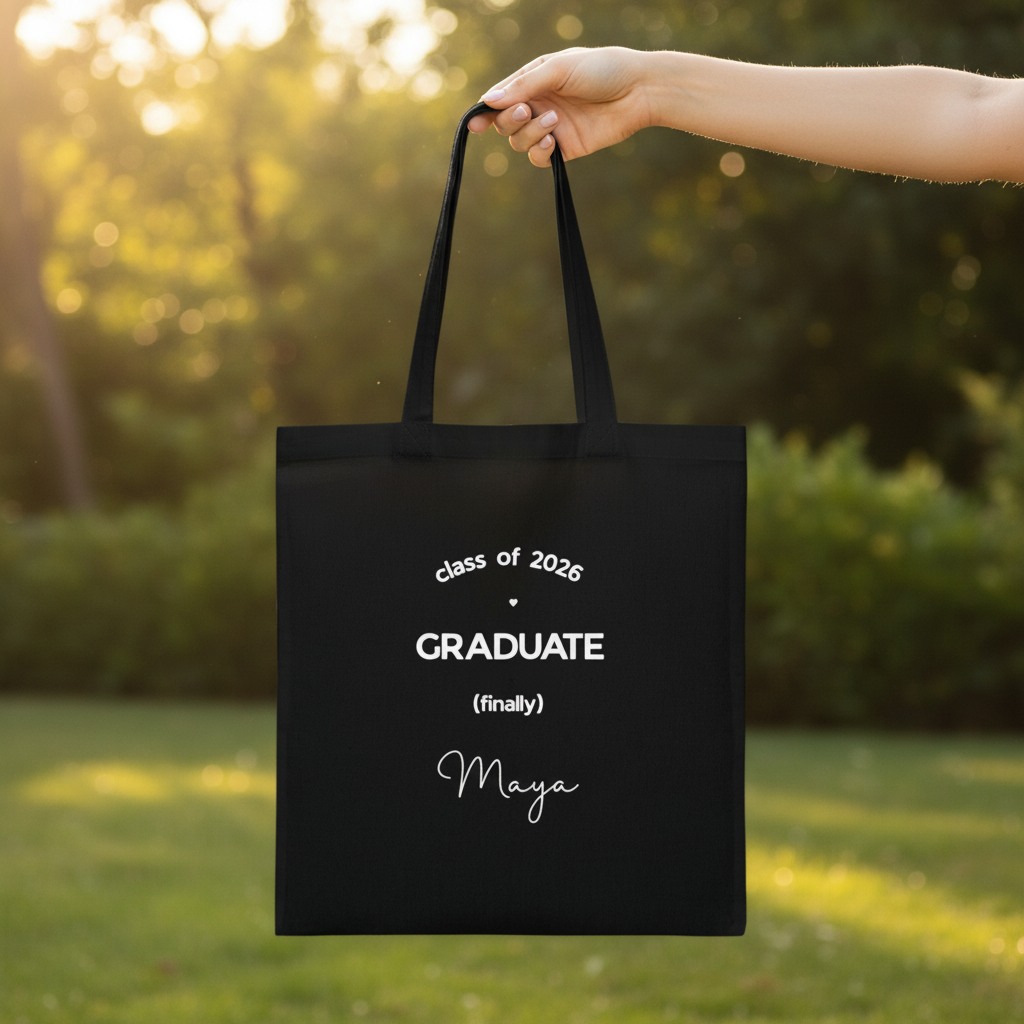 Graduation Tote — Maya, Black, Garden