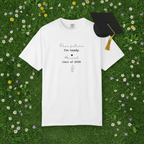 White graduation T-shirt with "Dear future, I'm ready" and "Class of 2026" graphic