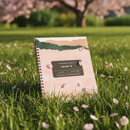 Green grass with pink cherry blossom petals