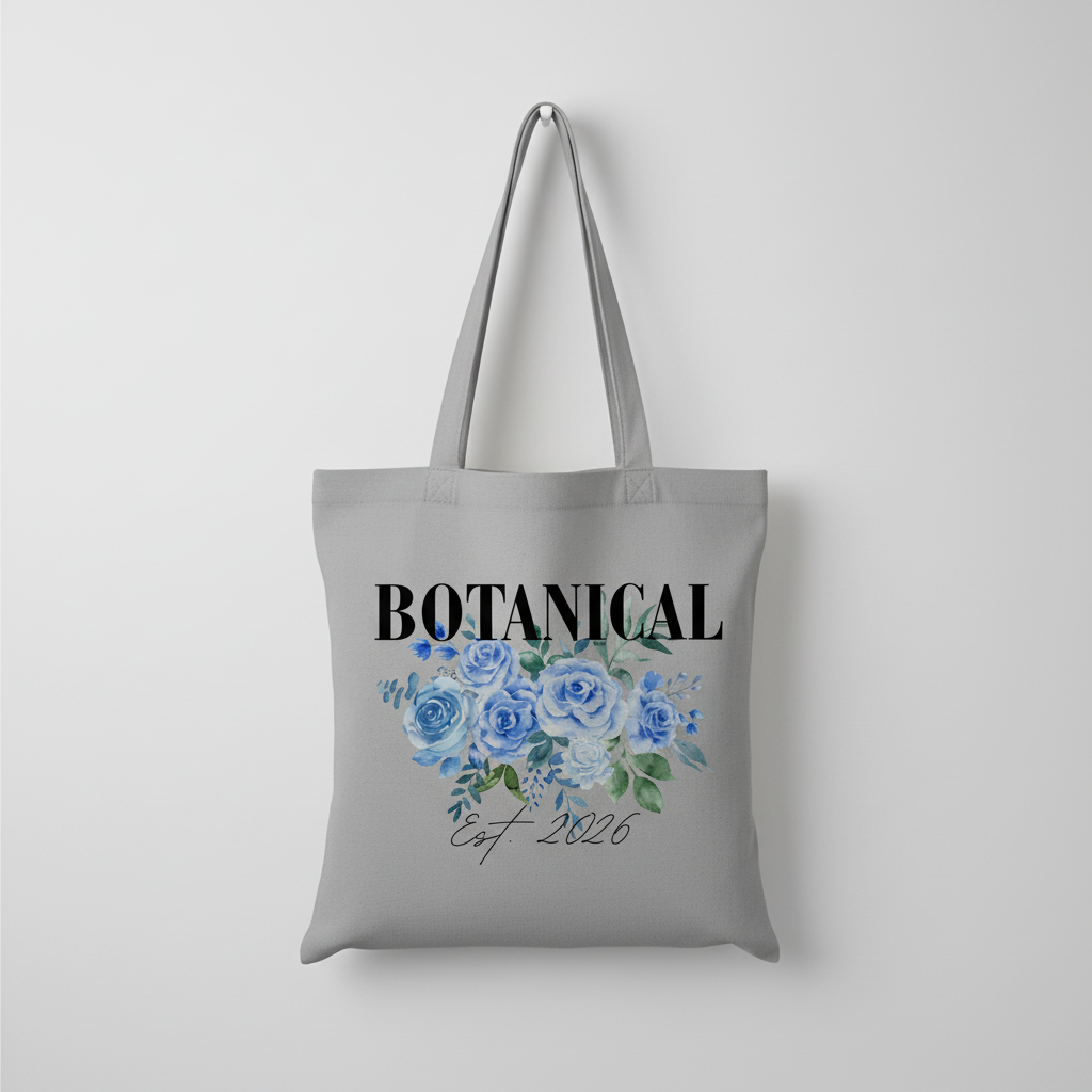 Grey BOTANICAL tote minimalist background