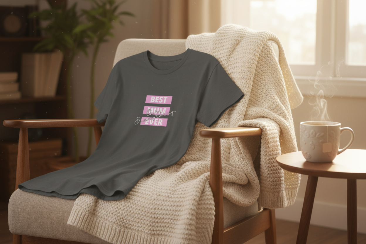 Grey T-Shirt Draped on Chair