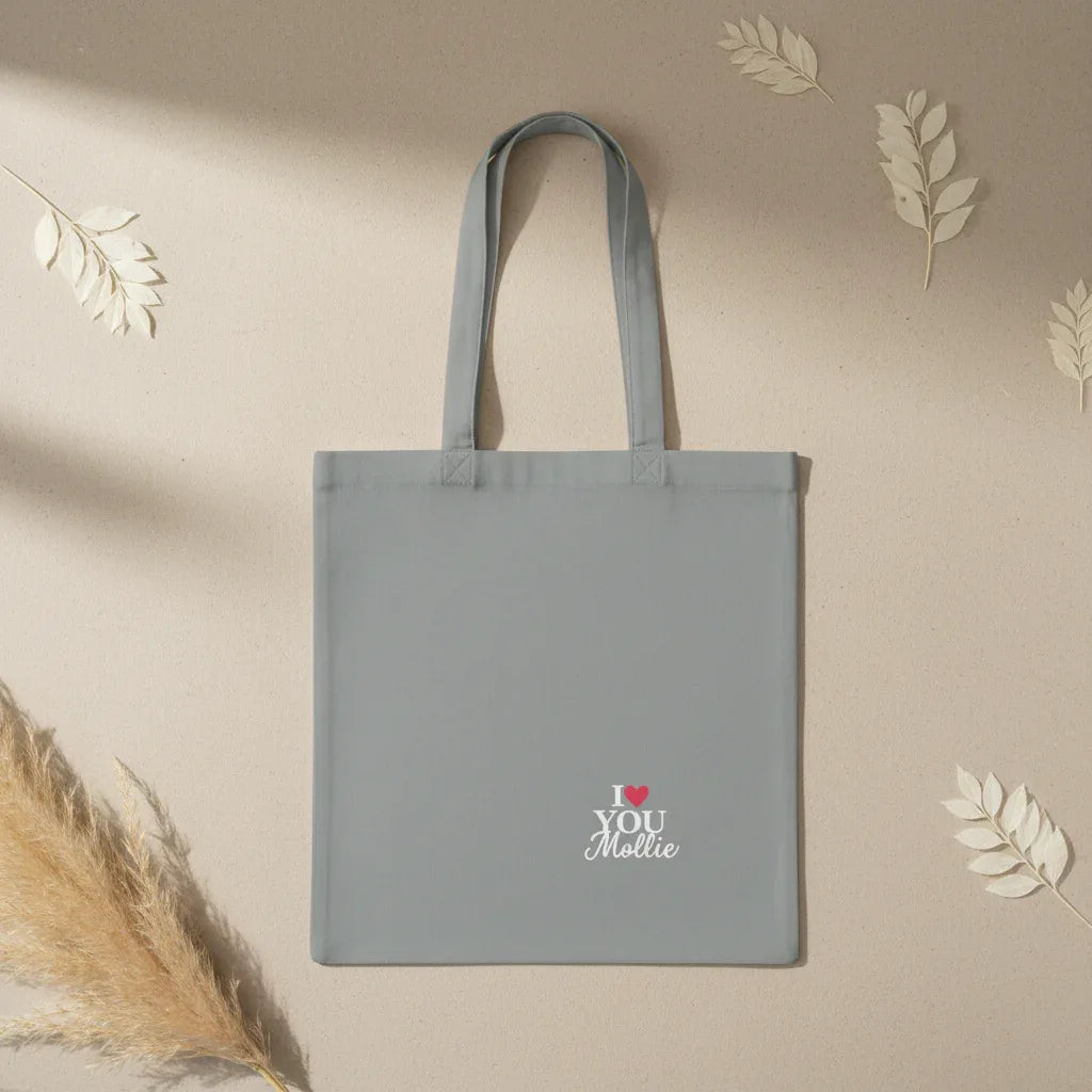 Personalised 'I Love You' Tote Bag | Custom Name Cotton Gift Tote - Alley Crafters
