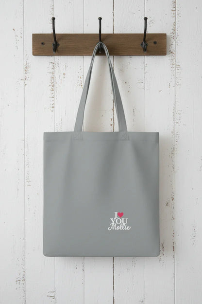 Personalised 'I Love You' Tote Bag | Custom Name Cotton Gift Tote - Alley Crafters