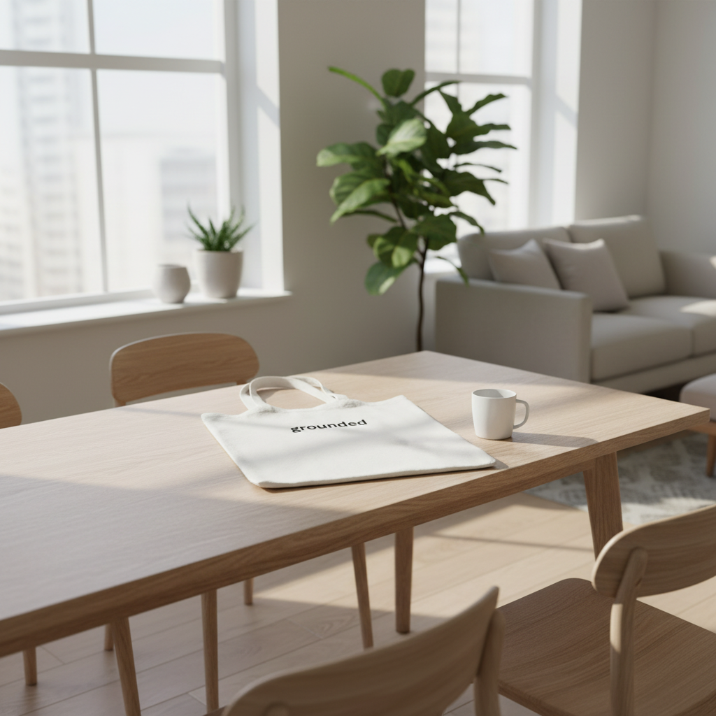 Grounded tote on dining table 1
