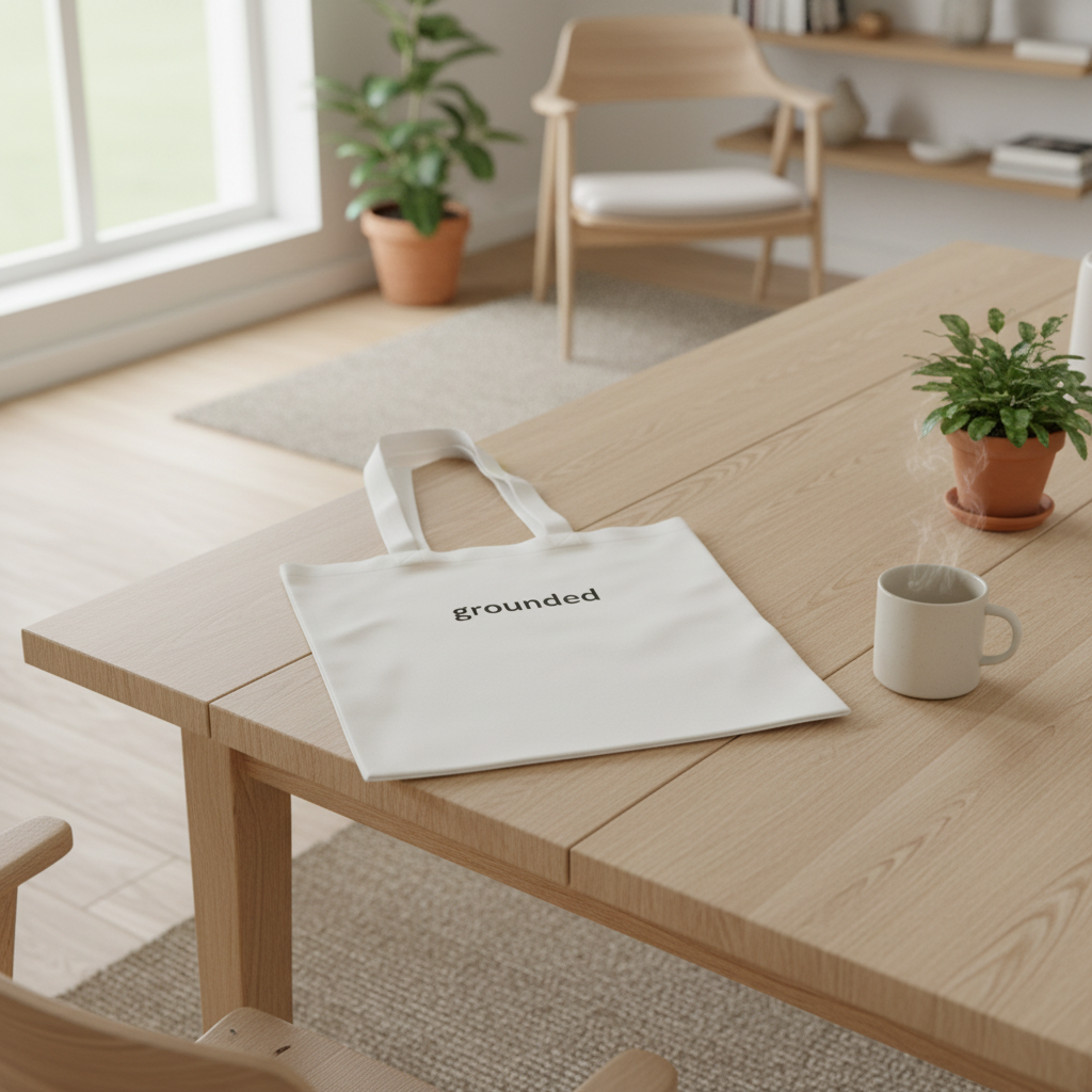 Grounded tote on dining table 2