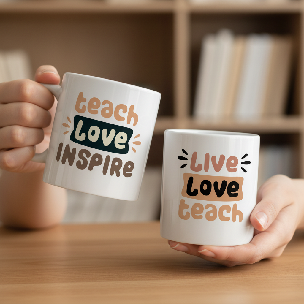 Hands rotating mug to show both designs