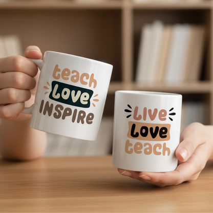 Hands rotating mug to show both designs
