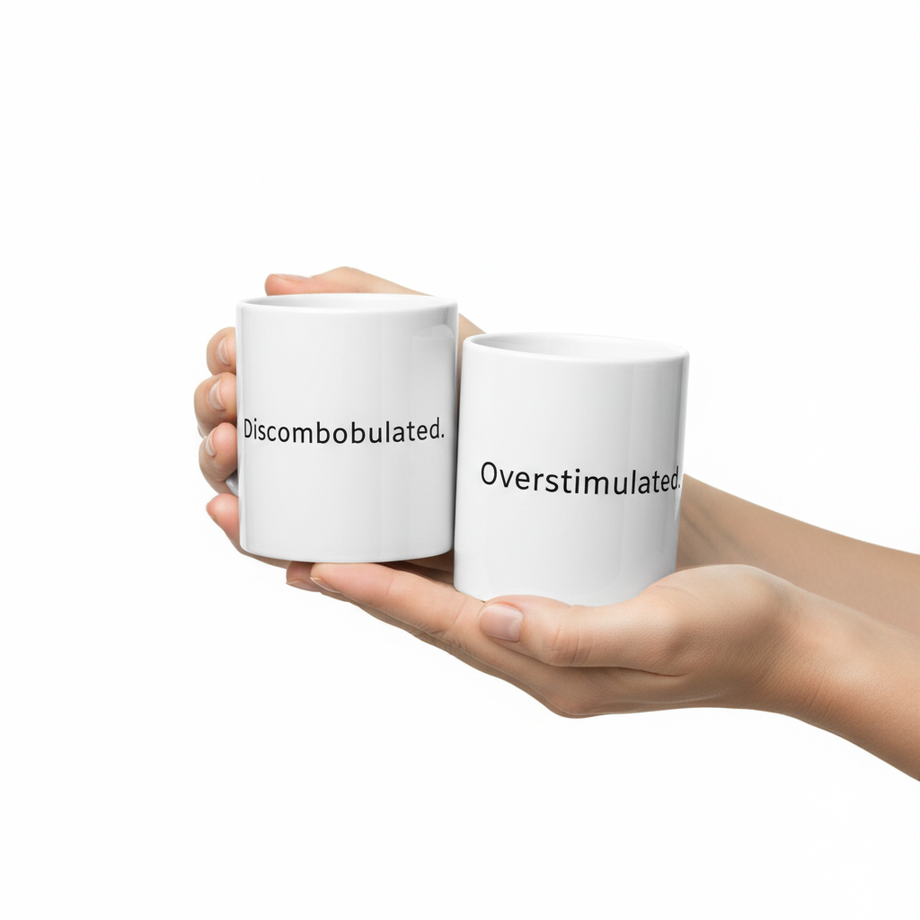 Hands rotating mug to show both designs