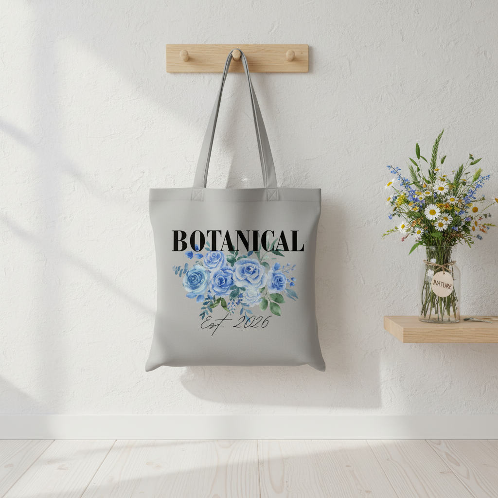 Hanging wall shot personalised floral tote bag