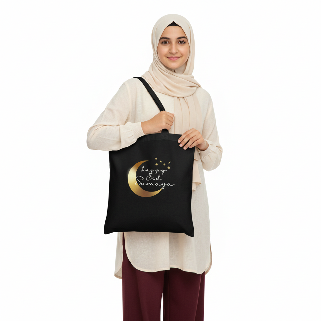 Happy Eid Sumaya Black Tote - Different Pakistani Girl Same Style