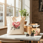 Personalised Heart Tote Bag | Custom Name Cotton Tote | Gift for Her UK - AlleyCrafters