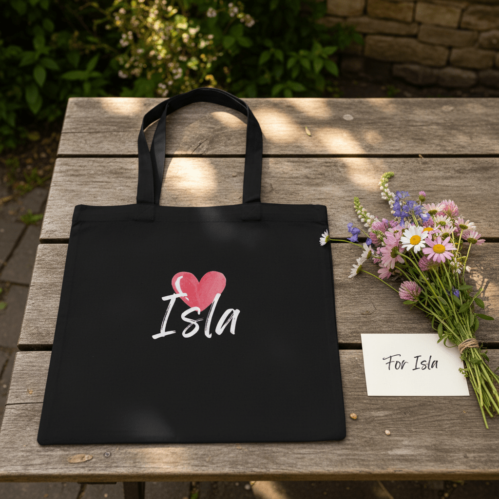 Personalised Heart Tote Bag | Custom Name Cotton Tote | Gift for Her UK - AlleyCrafters