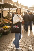 Personalised Heart Tote Bag | Custom Name Cotton Tote | Gift for Her UK - AlleyCrafters