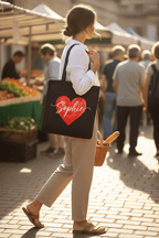 Personalised Heart Tote Bag | Custom Name Cotton Tote | Gift for Her UK - AlleyCrafters