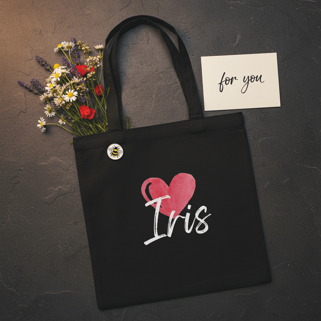 Personalised Heart Tote Bag | Custom Name Cotton Tote | Gift for Her UK - AlleyCrafters