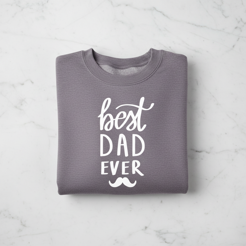 Charcoal crewneck sweatshirt with 'best DAD EVER' graphic print