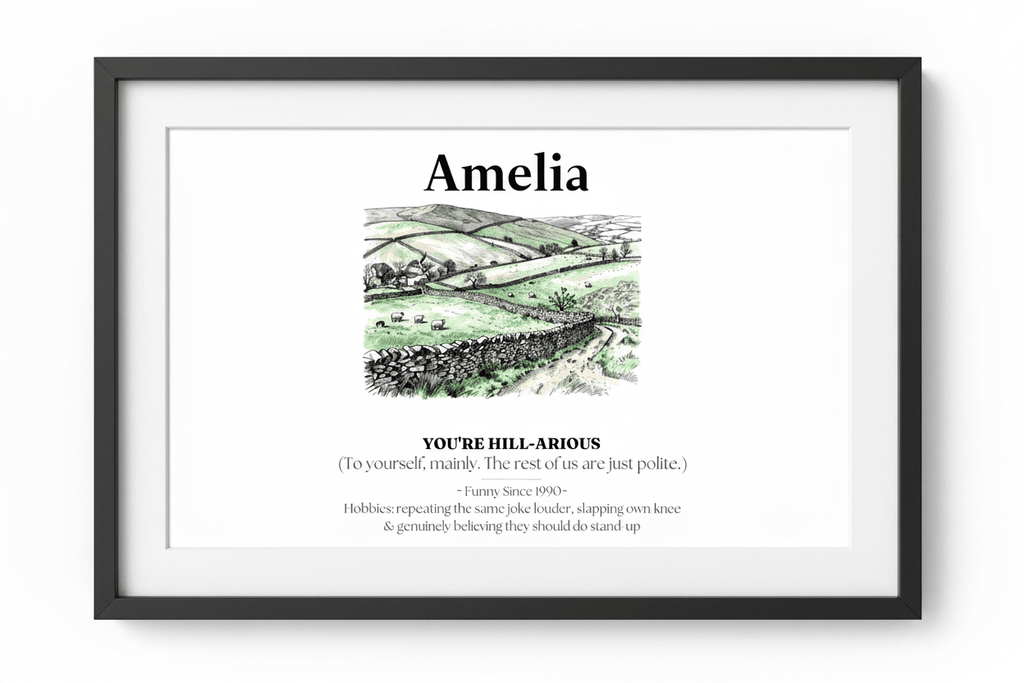 Personalised Framed Canvas Print — Funny Hill-Arrious Poem Art - AlleyCrafters