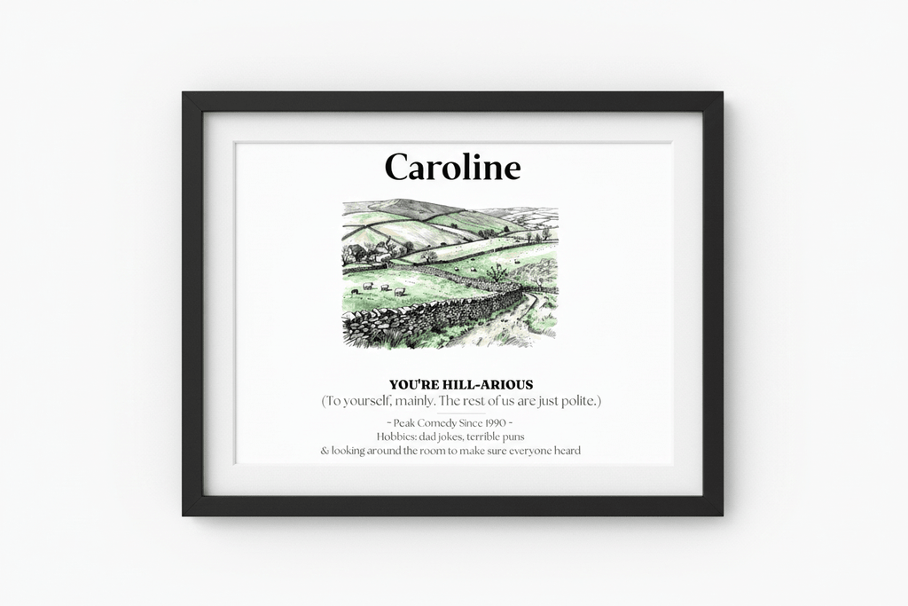 Personalised Framed Canvas Print — Funny Hill-Arrious Poem Art - AlleyCrafters