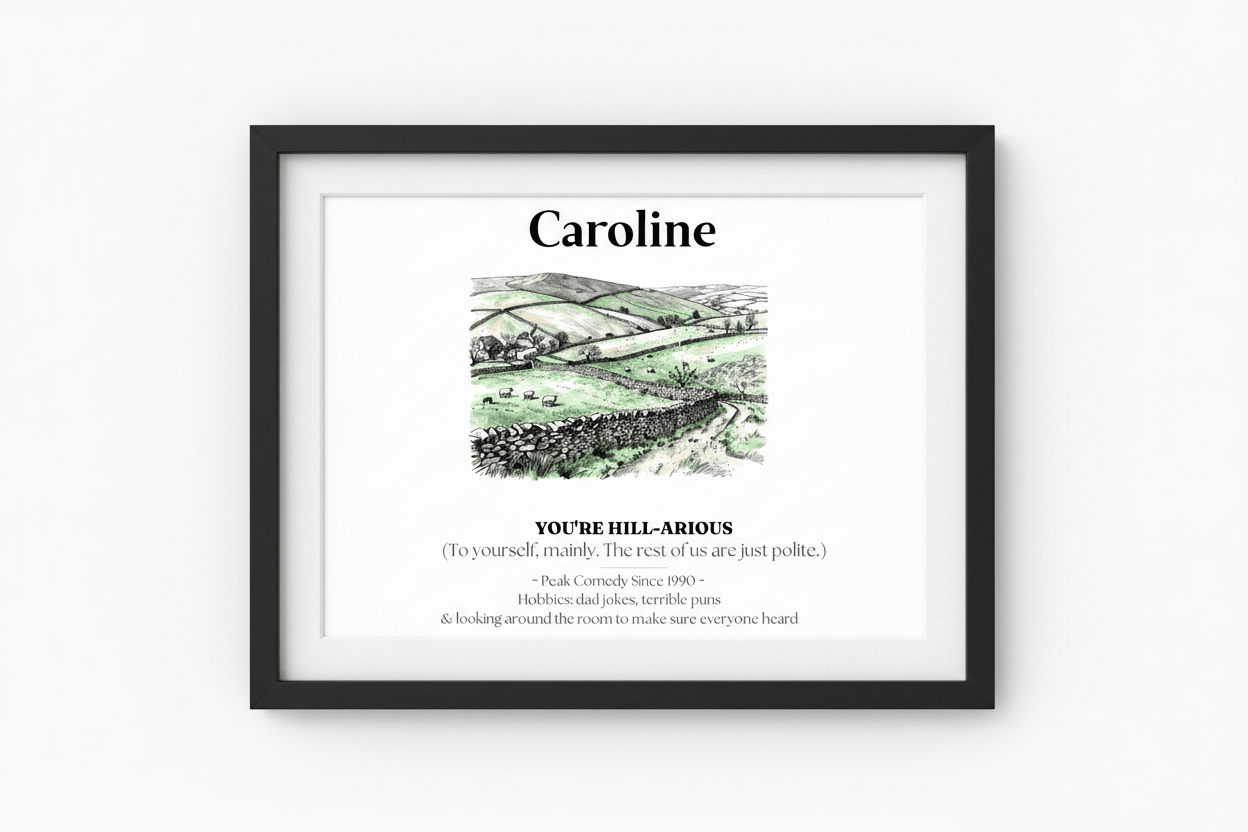 Personalised Framed Canvas Print — Funny Hill-Arrious Poem Art - AlleyCrafters