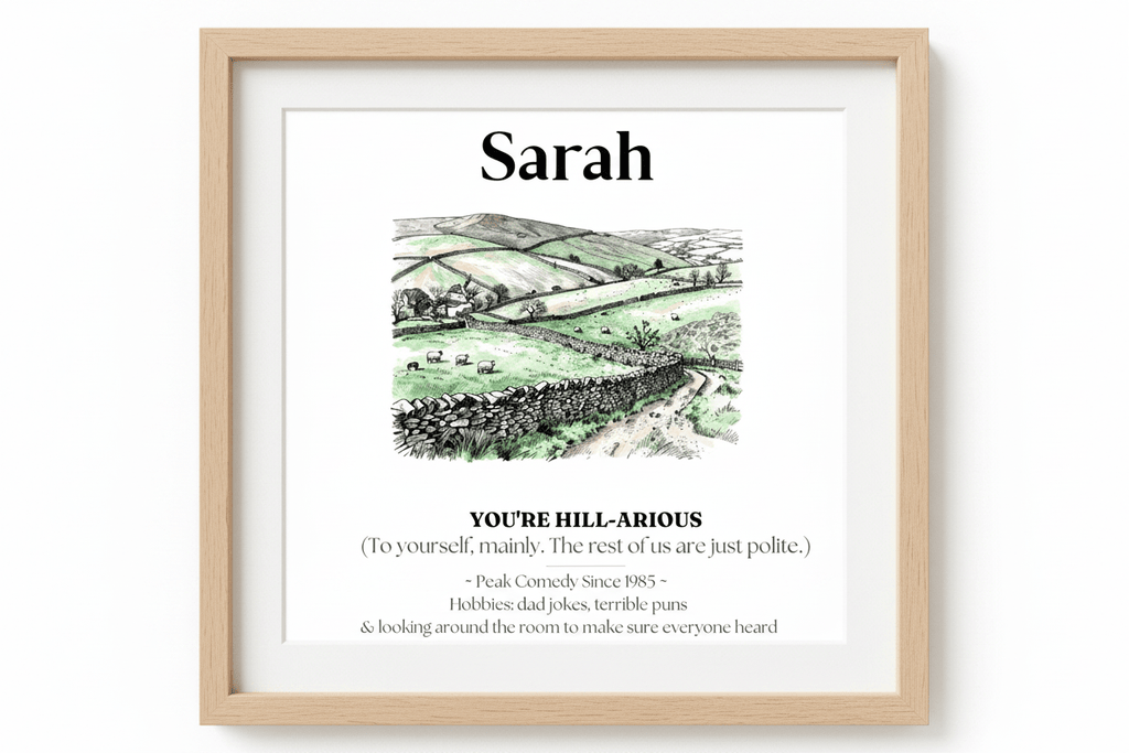 Personalised Framed Canvas Print — Funny Hill-Arrious Poem Art - AlleyCrafters