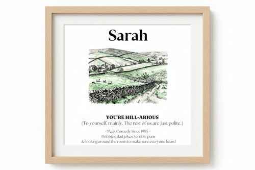 Personalised Framed Canvas Print — Funny Hill-Arrious Poem Art - AlleyCrafters