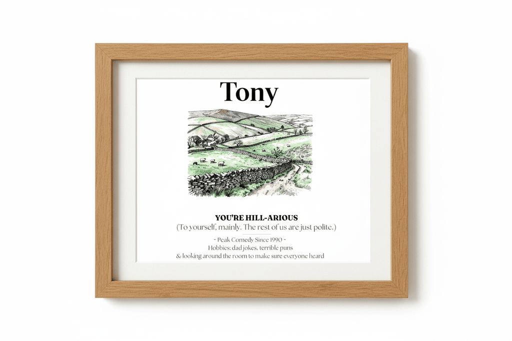 Personalised Framed Canvas Print — Funny Hill-Arrious Poem Art - AlleyCrafters