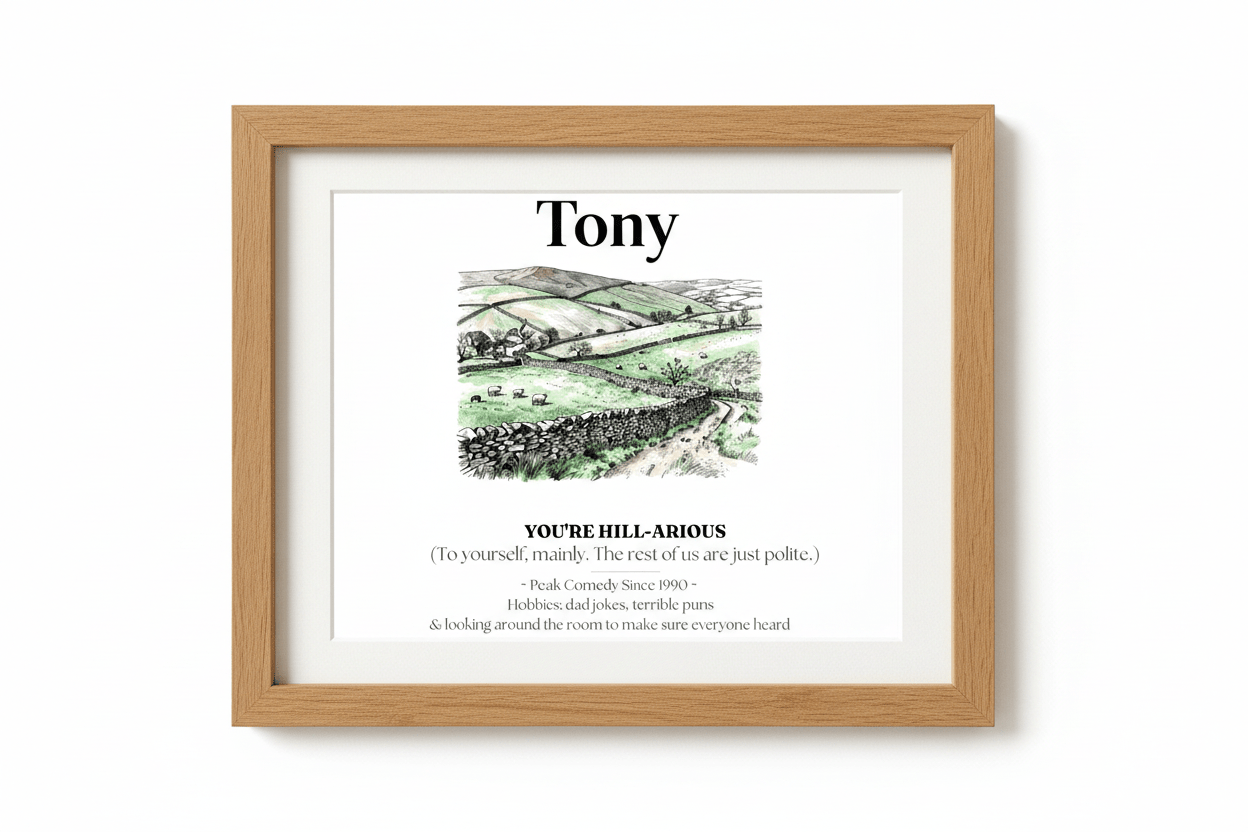 Personalised Framed Canvas Print — Funny Hill-Arrious Poem Art - AlleyCrafters