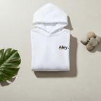 Alley. Minimalist Chest Logo Hoodie — Lightweight White Pullover - AlleyCrafters