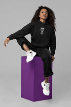 Black unisex hoodie sweatshirt with 'Have Faith in God' hood and front pocket