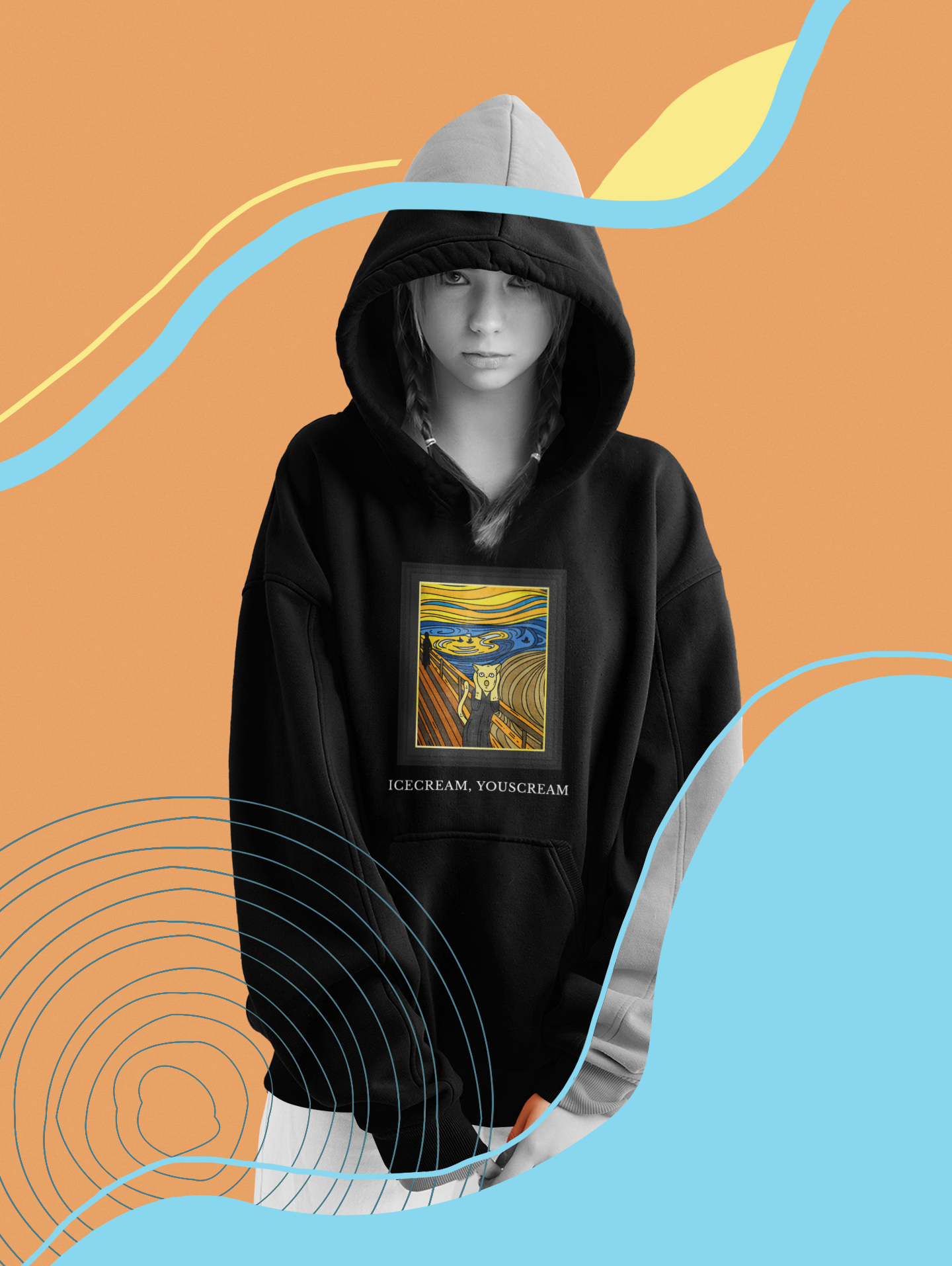 Hoodie - Ice Cream You Scream The Scream Painting Meme Design