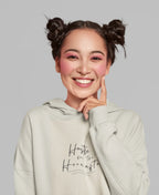 Light sand hooded sweatshirt with chest script logo