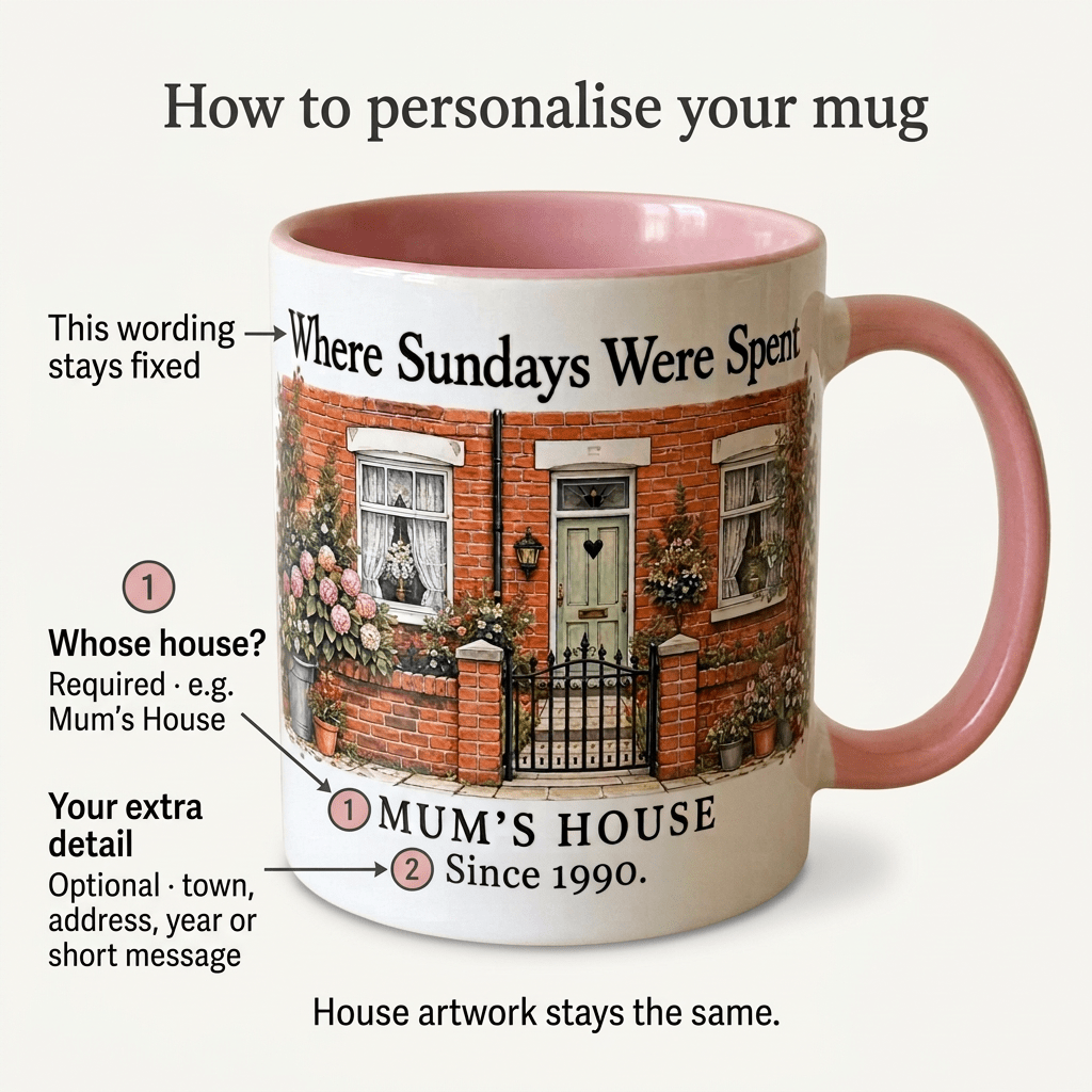 Personalised Family House Mug – Where Sundays Were Spent - #AlleyCrafters