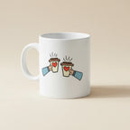 White ceramic coffee mug with two coffee cups, red heart, and text 'I Love You More Than Coffee.'