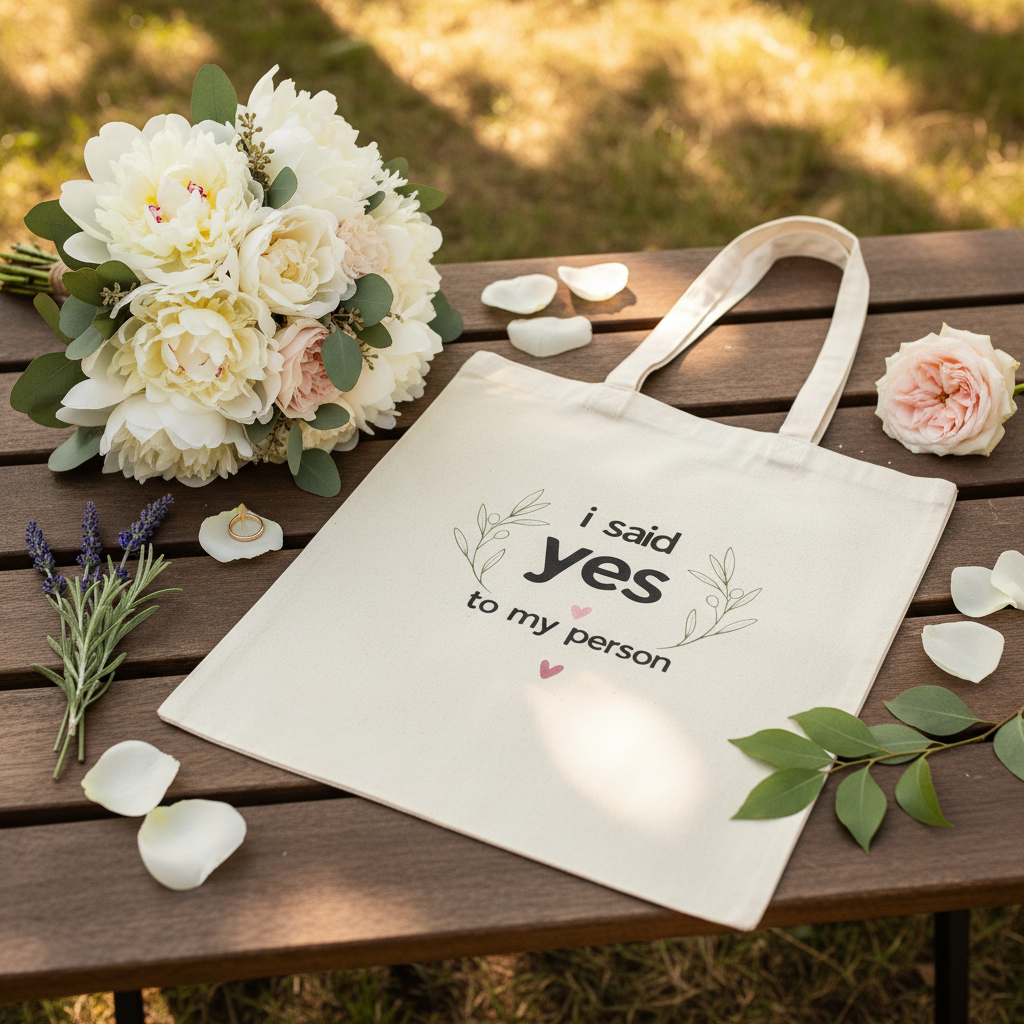 I Said Yes Tote - Bridal Flat Lay