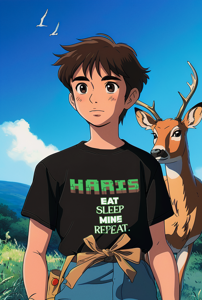 Kids Minecraft Inspired Tee - 'Eat Sleep Mine Repeat'