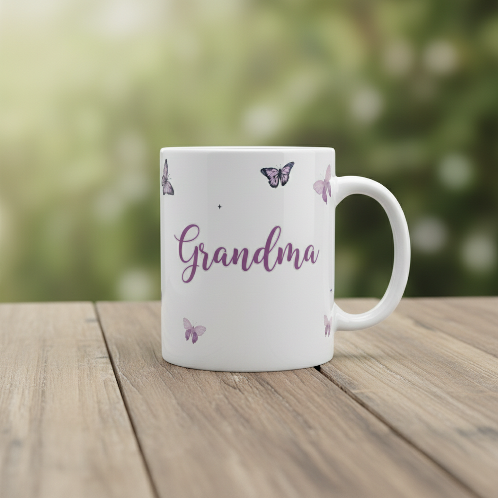 Personalised Butterfly Mug — Custom Name & Date Gift