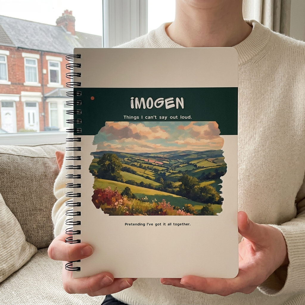 Imogen notebook held beside a window