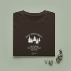 Personalised forest graphic T-shirt in dark brown, trees print with name Sophie