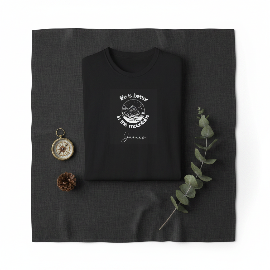James — Dark linen, compass & pinecone
