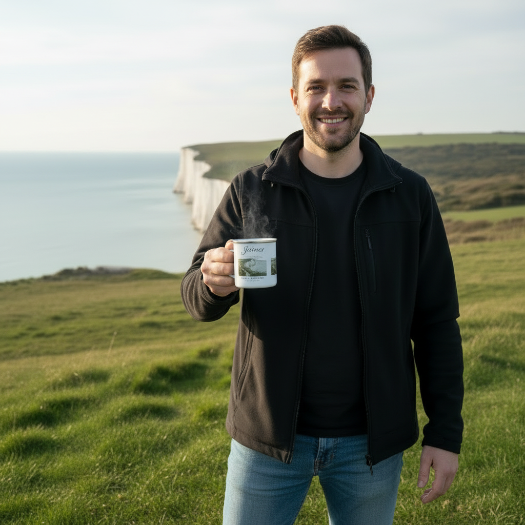 James enamel mug — UGC coastal path