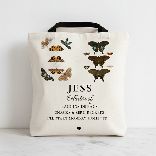 Personalised Butterfly Tote Bag — Custom Name & Collector Of Phrase Gift - AlleyCrafters