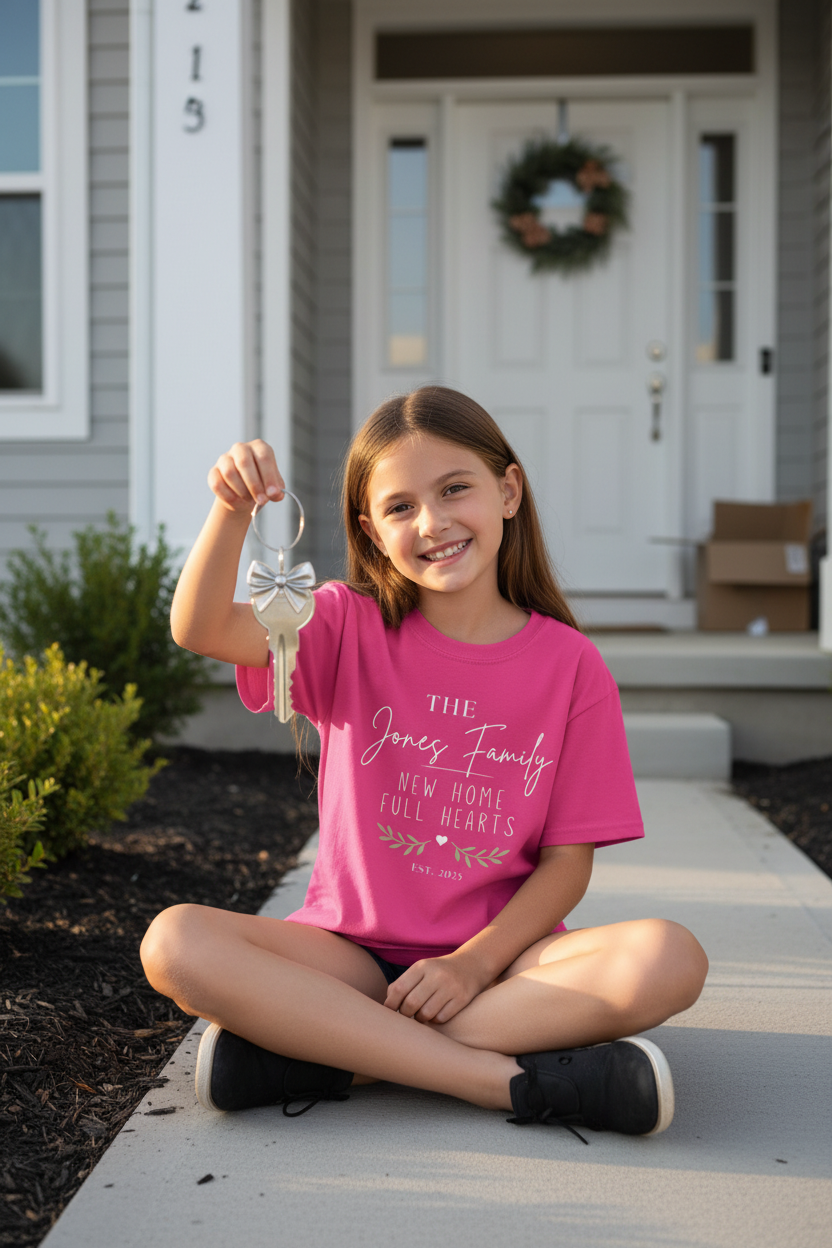 Jones Family girl doorstep