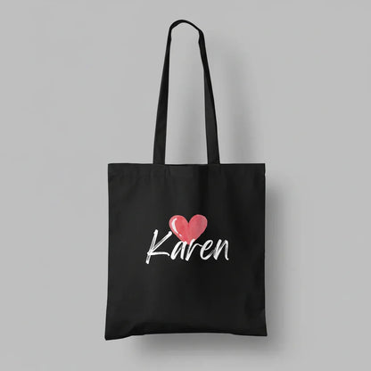 Personalised Heart Tote Bag | Add Any Name | Cute Custom Gift - Alley Crafters